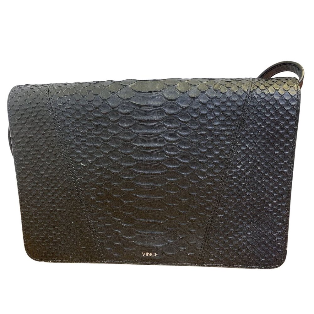 Vince Black Embossed Leather Crossbody Bag With Adjustable Strap - Picture 2 of 6